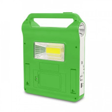 Портативный мощный фонарь-Power Bank Solar 15W с солнечной панелью + светодиодные лампочки 2шт Зеленый