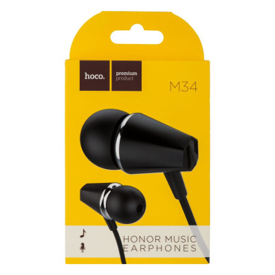 Дротові навушники вакумні з мікрофоном Hoco 3.5 mm M34 Honor music 1.2 m Black Дротові навушники вакумні з мікрофоном Hoco 3.5 mm M34 Honor music 1.2 m Black