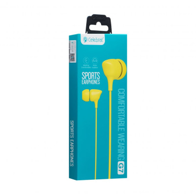 Дротові навушники вакумні з мікрофоном Celebrat 3.5 mm G7 Comfortable wearing 1.2 m Yellow Дротові навушники вакумні з мікрофоном Celebrat 3.5 mm G7 Comfortable wearing 1.2 m Yellow