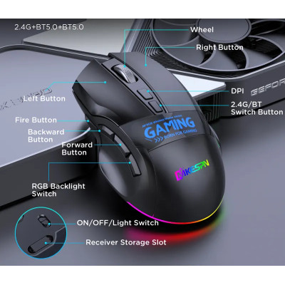 Мышь беспроводная игровая Union MiKESPN W10 с аккумулятором и подсветкой 2.4 gHz+Bluetooth Мышь беспроводная игровая Union MiKESPN W10 с аккумулятором и подсветкой 2.4 gHz+Bluetooth