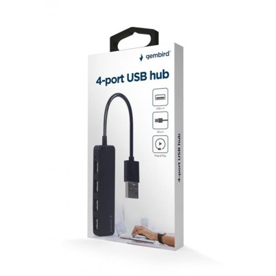 Концентратор USB Gembird 4хUSB2.0 Black (UHB-U2P4-06)