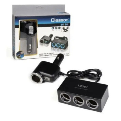 Автомобільний розгалужувач прикурювача OLESSON 1527 (1+3 гнізда, 1 USB) Автомобільний розгалужувач прикурювача OLESSON 1527 (1+3 гнізда, 1 USB)