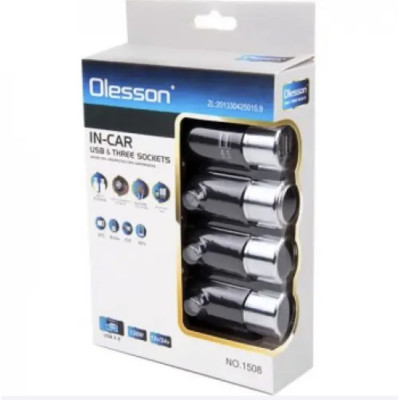 Автомобільний розгалужувач прикурювача OLESSON 1508 (3 гнізда, 2 USB) Автомобільний розгалужувач прикурювача OLESSON 1508 (3 гнізда, 2 USB)