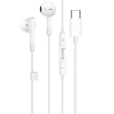 Проводные наушники Type-C Hoco M93 Stereo вакуумные с микрофоном 1.2m White