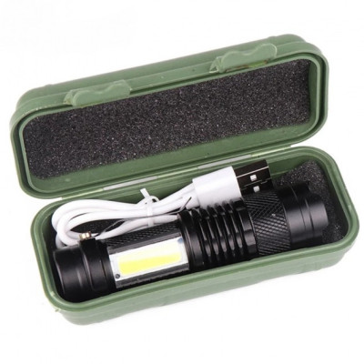 Ліхтар міні ручний акумуляторний кишеньковий Police BL-525 XPE+COB microUSB з zoom Зарядний кабель (5389)