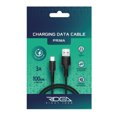 Кабель Ridea RC-M121 Prima Fast Charging 60W USB – Type C 3A 1 m Black Кабель Ridea RC-M121 Prima Fast Charging 60W USB – Type C 3A 1 m Black