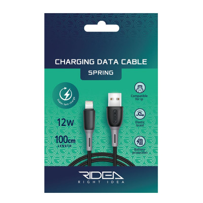 Кабель Ridea RC-M133 Spring 12W USB - Lightning 2.4A 1 m Black Кабель Ridea RC-M133 Spring 12W USB - Lightning 2.4A 1 m Black