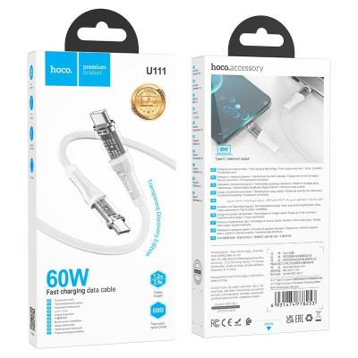 Кабель Hoco Type C на Type C з підтримкою швидкої зарядки 60W 1.2 м Grey