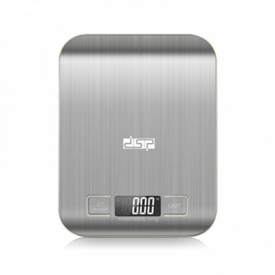 Весы кухонные электронные DSP KD7012 металлические + батарейки 5 кг Серый
