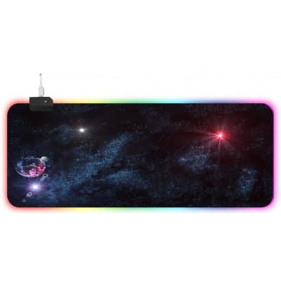 Игровая поверхность для компьютерной мыши и клавиатуры RGB с подсветкой UKC 80х30 см 700021