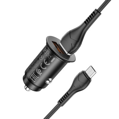 Автомобильное зарядное устройство Hoco NZ1 36W QC3.0 USB на Micro-USB Черный