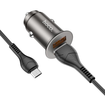 Автомобильное зарядное устройство Hoco NZ1 36W QC3.0 USB на Micro-USB Серый