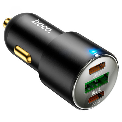 Мощное автомобильное зарядное устройство Hoco NZ6 USB Type-C 25W и 20W USB 18W