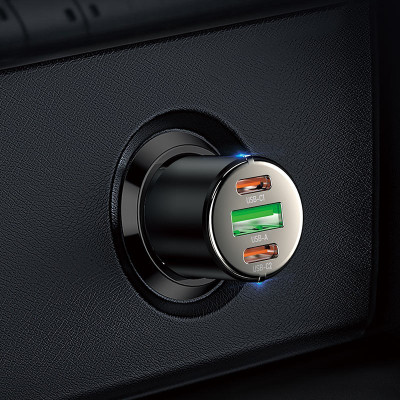 Мощное автомобильное зарядное устройство Hoco NZ6 USB Type-C 25W и 20W USB 18W Мощное автомобильное зарядное устройство Hoco NZ6 USB Type-C 25W и 20W USB 18W