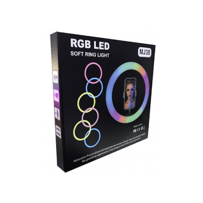 Кольцевая светодиодная LED лампа RIAS MJ38 RGB 38см Разноцветная с держателем USB управление на проводе Кольцевая светодиодная LED лампа RIAS MJ38 RGB 38см Разноцветная с держателем USB управление на проводе