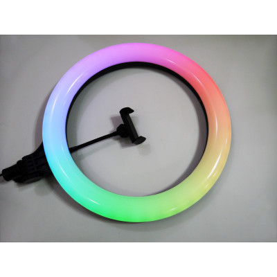 Кольцевая светодиодная LED лампа RIAS MJ38 RGB 38см Разноцветная с держателем USB управление на проводе Кольцевая светодиодная LED лампа RIAS MJ38 RGB 38см Разноцветная с держателем USB управление на проводе