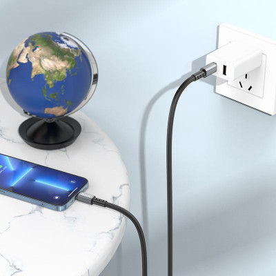 Кабель для зарядки hoco. X85 Strength Type-C на Lightning TPE PD 20W OD 6 мм 1 м Черный Кабель для зарядки hoco. X85 Strength Type-C на Lightning TPE PD 20W OD 6 мм 1 м Черный