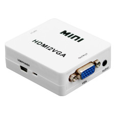 Конвертер перехідник відеосигналу RIAS HDMI до VGA аудіо Mini White (3_00897)