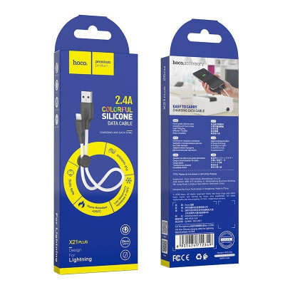 Зарядный дата кабель hoco. X21 Plus USB на Lightning 2.4A OD=3.5 mm 0.25 м Красно-Черный Зарядный дата кабель hoco. X21 Plus USB на Lightning 2.4A OD=3.5 mm 0.25 м Красно-Черный