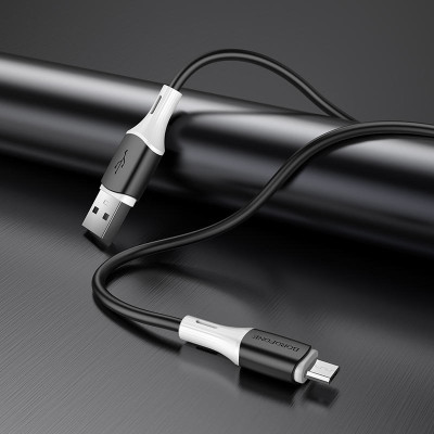 Кабель для зарядки и передачи данных Borofone BX79 Silicone USB на Micro-USB 1 м 2.4A Black