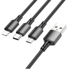 Кабель Borofone BX72 3-in-1 IP / Type-C / Micro-USB 2A 1 m Black