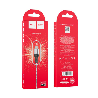 Кабель Hoco X50 Excellent USB на Micro-USB 1 m 2.4A Grey Кабель Hoco X50 Excellent USB на Micro-USB 1 m 2.4A Grey