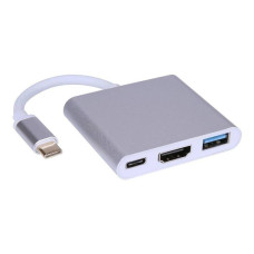 Перехідник RIAS USB Type-C - HDMI / USB 3.0 / USB Type-C 3в1 Silver (3_01072)