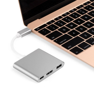 Переходник RIAS USB Type-C - HDMI / USB 3.0 / USB Type-C 3в1 Silver (3_01072)