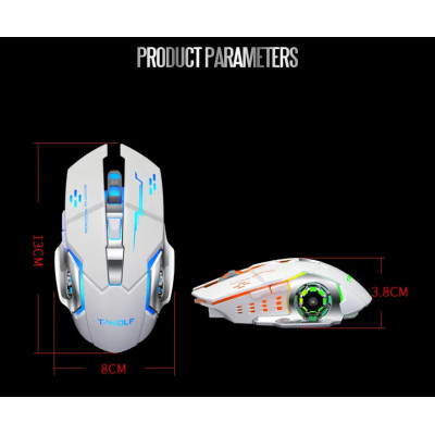 Мышь беспроводная, бесшумная игровая T-Wolf Q13 с аккумулятором и подсветкой 2,4G+Bluetooth Мышь беспроводная, бесшумная игровая T-Wolf Q13 с аккумулятором и подсветкой 2,4G+Bluetooth