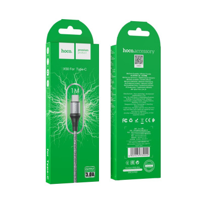 Кабель Hoco X50 Excellent USB на Type-C 1 m 3.0A Grey Кабель Hoco X50 Excellent USB на Type-C 1 m 3.0A Grey