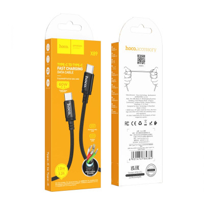 Кабель для зарядки передачи данных Hoco X89 Wind 60W Type-C to Type-C 1 m 3A Black Кабель для зарядки передачи данных Hoco X89 Wind 60W Type-C to Type-C 1 m 3A Black