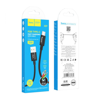 Кабель для зарядки передачи данных Hoco X89 Wind USB to Type-C 1 m 3A Black