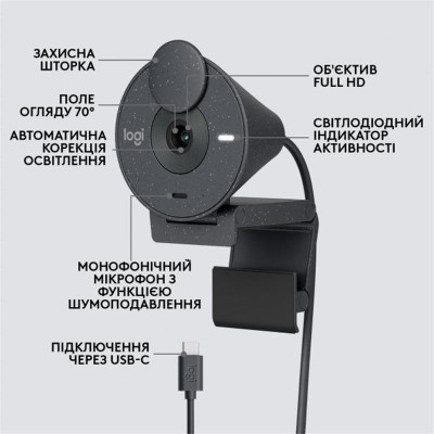 Веб-камера Logitech Brio 300 Graphite (960-001436) Веб-камера Logitech Brio 300 Graphite (960-001436)