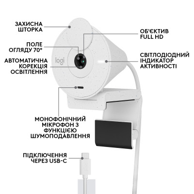 Веб-камера Logitech Brio 300 White (960-001442) Веб-камера Logitech Brio 300 White (960-001442)
