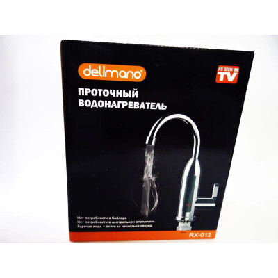 Проточный водонагреватель с экраном Delimano хром пластик RX-012 Подключение снизу Проточный водонагреватель с экраном Delimano хром пластик RX-012 Подключение снизу