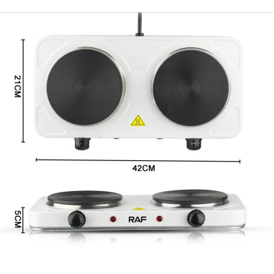Електроплита настільна RAF R.8020A 2 конфорки дискова 2000W White (3_02422) Електроплита настільна RAF R.8020A 2 конфорки дискова 2000W White (3_02422)