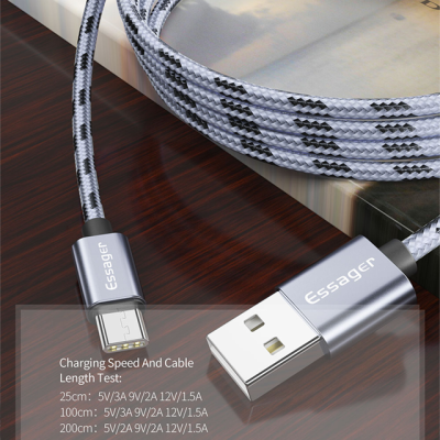 Зарядный кабель Tiger ESSAGER USB Type-C 3A 2метра Зарядный кабель Tiger ESSAGER USB Type-C 3A 2метра