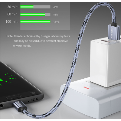 Зарядный кабель Tiger ESSAGER USB Type-C 3A 2метра Зарядный кабель Tiger ESSAGER USB Type-C 3A 2метра