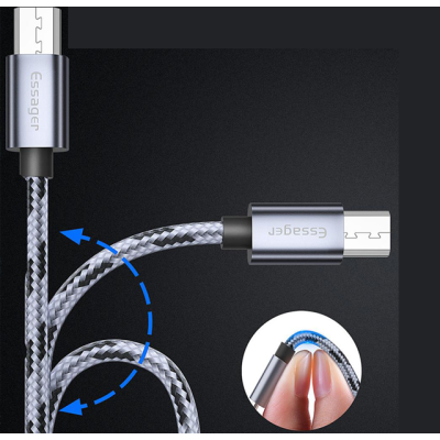 Зарядный кабель Tiger ESSAGER micro USB 2.4A 2метра Зарядный кабель Tiger ESSAGER micro USB 2.4A 2метра
