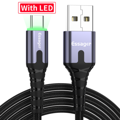 Зарядный кабель с подсветкой ESSAGER USB Type-C 3A 2метра Зарядный кабель с подсветкой ESSAGER USB Type-C 3A 2метра