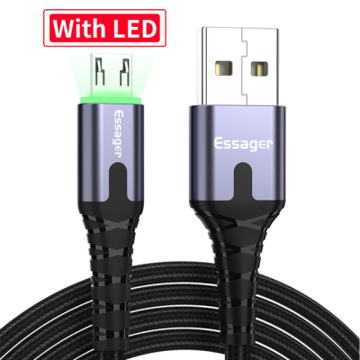 Зарядний кабель з підсвічуванням ESSAGER micro USB 3.0 A 2метра Зарядний кабель з підсвічуванням ESSAGER micro USB 3.0 A 2метра
