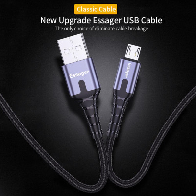 Зарядний кабель з підсвічуванням ESSAGER micro USB 3.0 A 2метра Зарядний кабель з підсвічуванням ESSAGER micro USB 3.0 A 2метра
