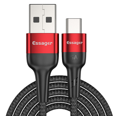 Зарядный кабель Super Quick Charge ESSAGER 5A Type-C 1метр