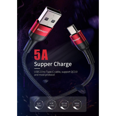 Зарядный кабель Super Quick Charge ESSAGER 5A Type-C 1метр Зарядный кабель Super Quick Charge ESSAGER 5A Type-C 1метр