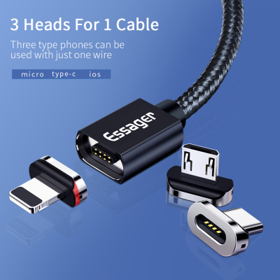 Магнитный кабель ESSAGER (micro USB, Type-C, Lightning) 2метра