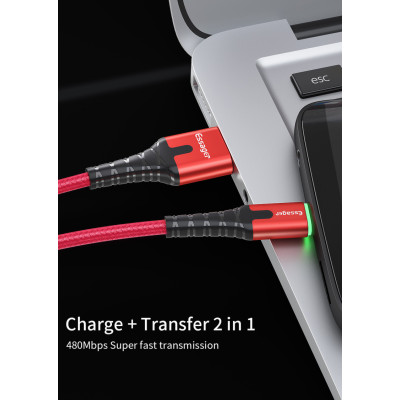 Зарядный кабель с подсветкой красный ESSAGER micro USB 2.4 A 1метр Зарядный кабель с подсветкой красный ESSAGER micro USB 2.4 A 1метр