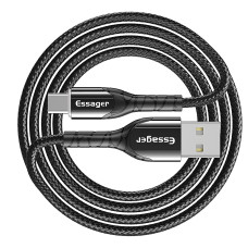 Зарядный кабель Zink чёрный с подсветкой ESSAGER USB Type-C 3A 1метр