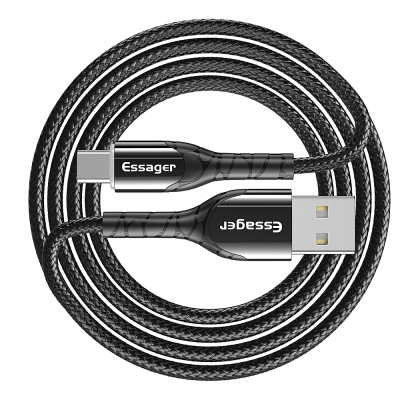 Зарядный кабель Zink чёрный с подсветкой ESSAGER USB Type-C 3A 1метр