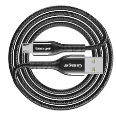 Зарядный кабельс Zinc чёрный с подсветкой ESSAGER micro USB 2,4 A 1метр