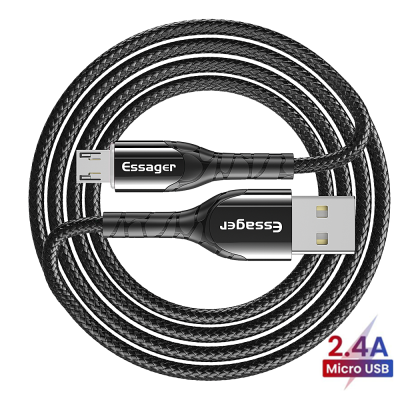 Зарядный кабельс Zinc чёрный с подсветкой ESSAGER micro USB 2,4 A 1метр Зарядный кабельс Zinc чёрный с подсветкой ESSAGER micro USB 2,4 A 1метр